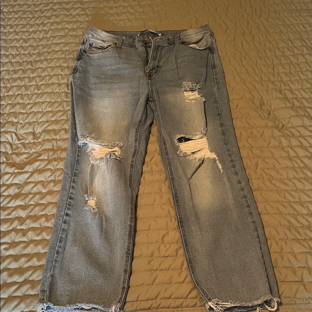 Distressed Gray Women Jeans